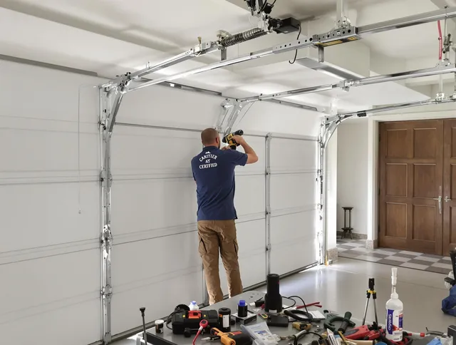 Portsmouth Garage Door Repair certified technician performing precision garage door repair in Portsmouth