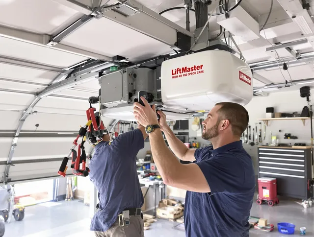 Portsmouth Garage Door Repair technician performing advanced diagnostics on garage opener in Portsmouth